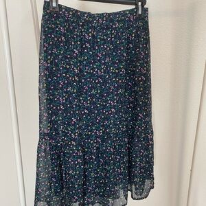 Banana Republic Navy Floral A-Line Skirt